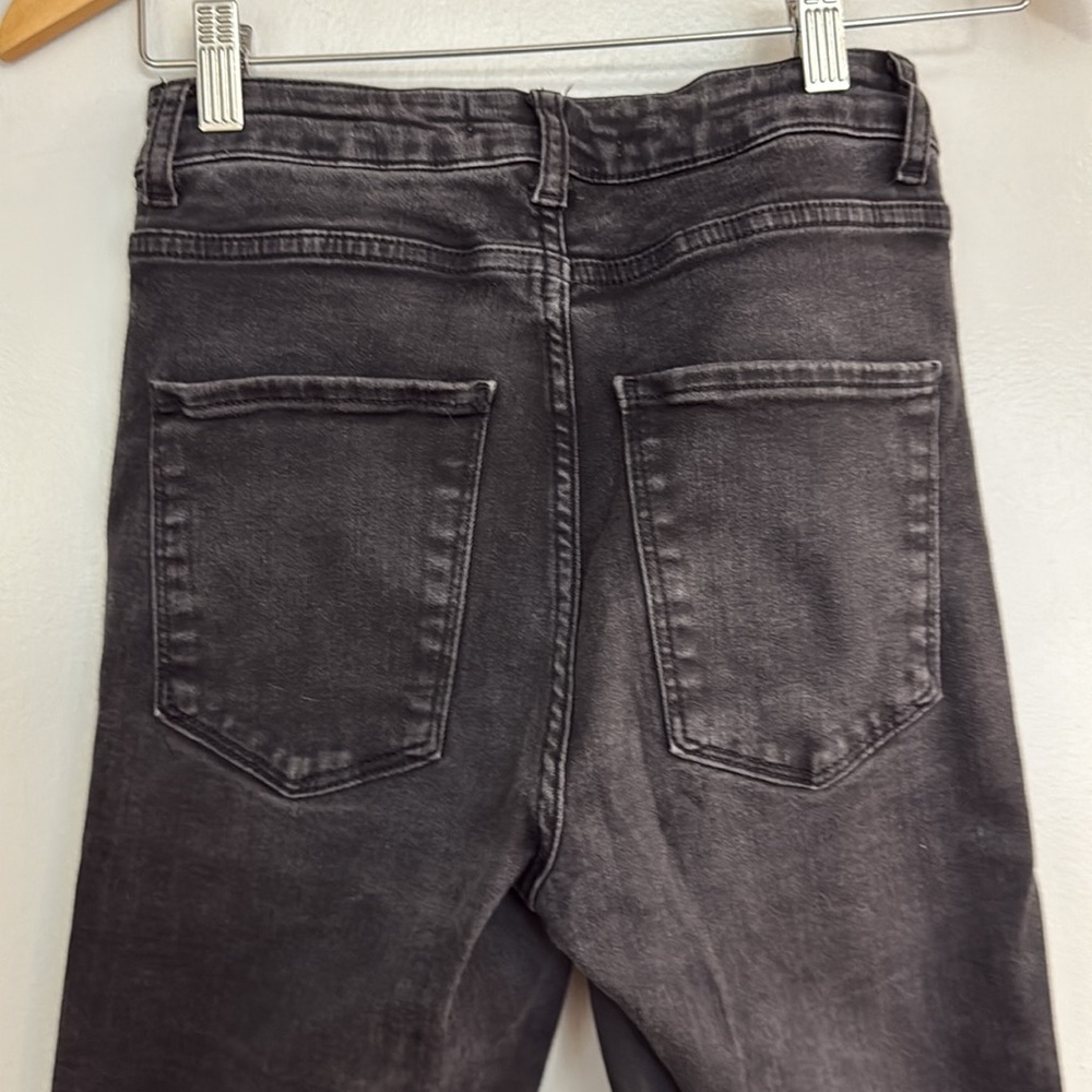 Zara Full Length Mid-Rise Black Flare Jeans - Picture 7 of 8